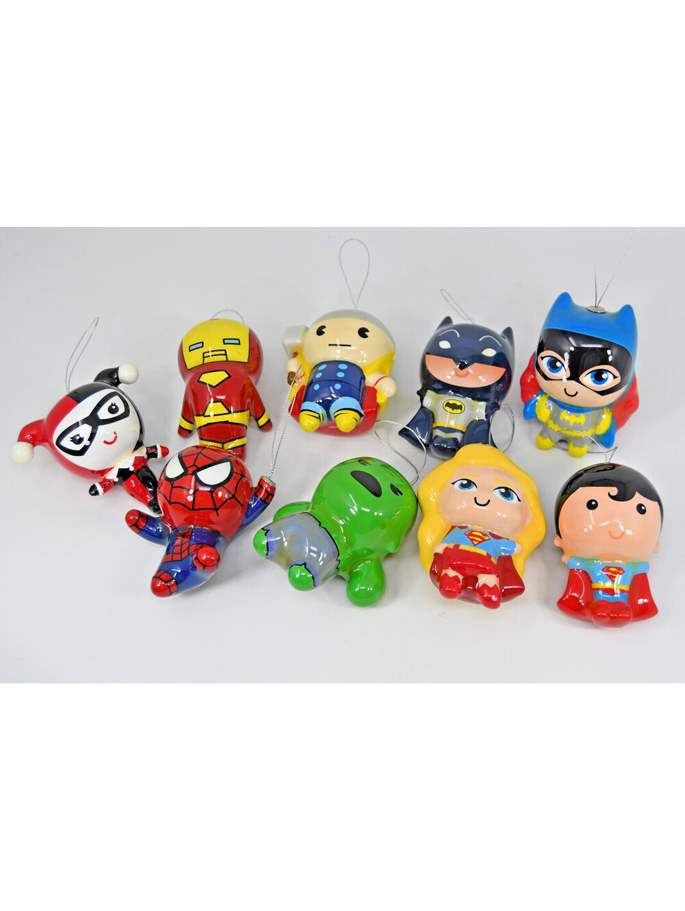 Superhero Christmas Ornament Lot Marvel DC Comic Hallmark Decoupage Shatterproof